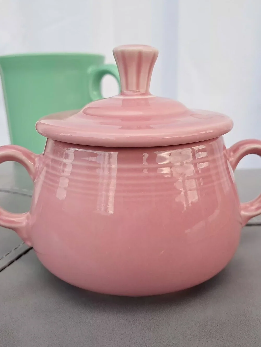 Fiestaware Peony Pink Sugar Bowl Lidded Creamer and Base Tray 4-Piece Set